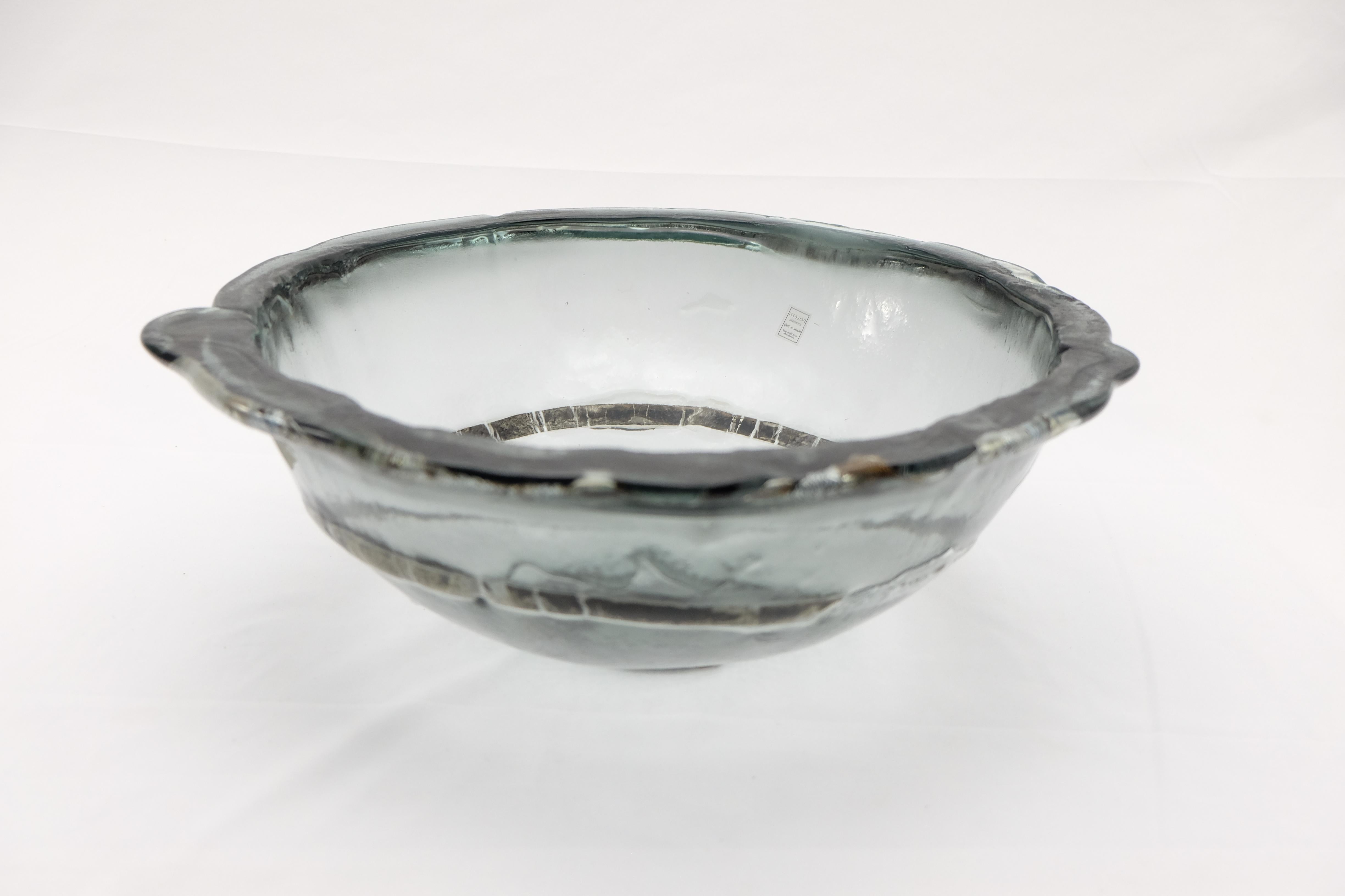 Italian Vetrofuso di Daniela Poletti Silver Leaf Art Glass Bowl One of a Kind For Sale 4