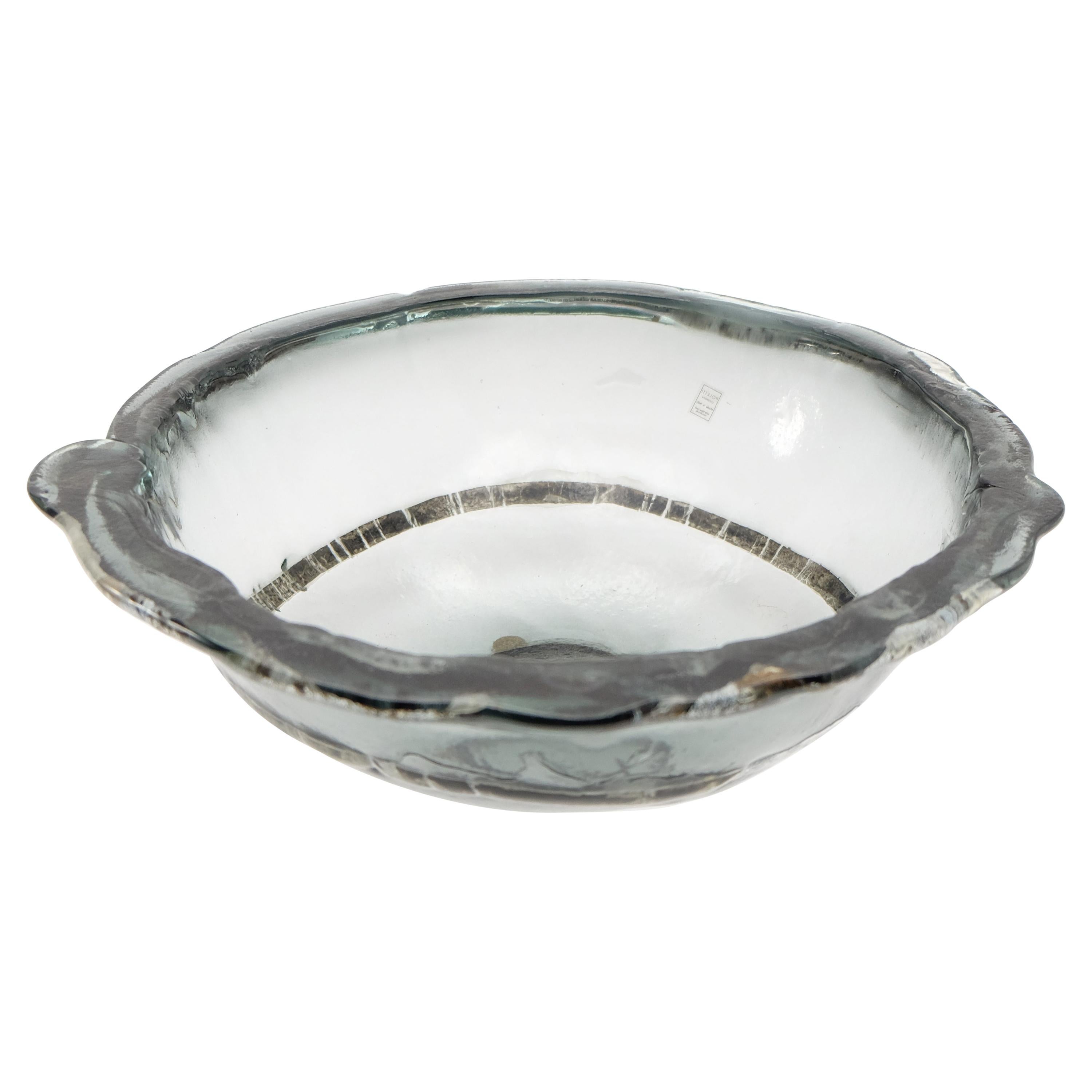 Italian Vetrofuso di Daniela Poletti Silver Leaf Art Glass Bowl One of a Kind For Sale