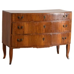 Italian, Vicenza, Neoclassic Period Walnut Veneered 3-Drawer Commode, Late 18thc