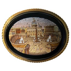 Italian Victorian St. Peter's Square Micro Mosaic Brooch