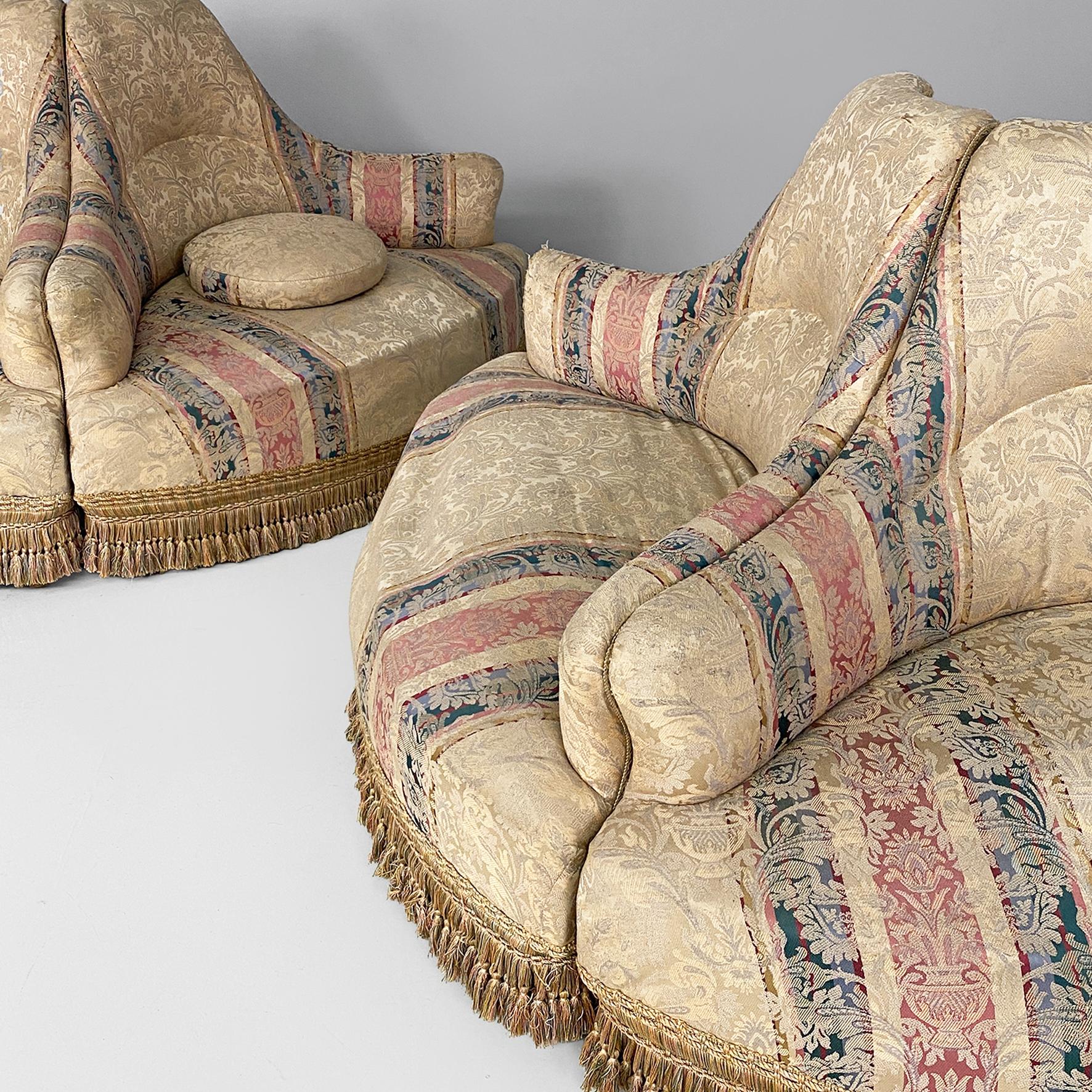 Italienisches Rundsofa aus Stoff im viktorianischen Stil oder modular, 1950er Jahre im Angebot 8