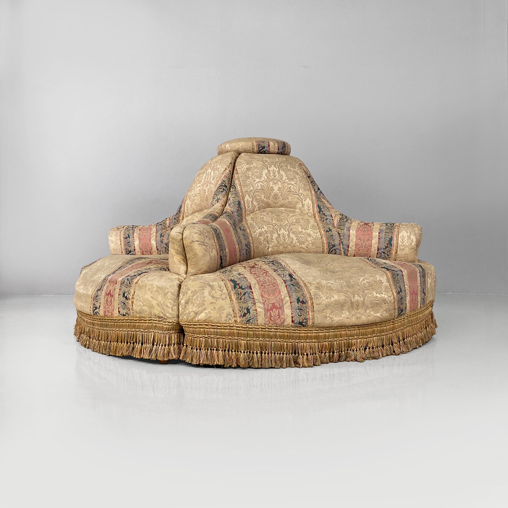 Italienisches Rundsofa aus Stoff im viktorianischen Stil oder modular, 1950er Jahre im Zustand „Relativ gut“ im Angebot in MIlano, IT