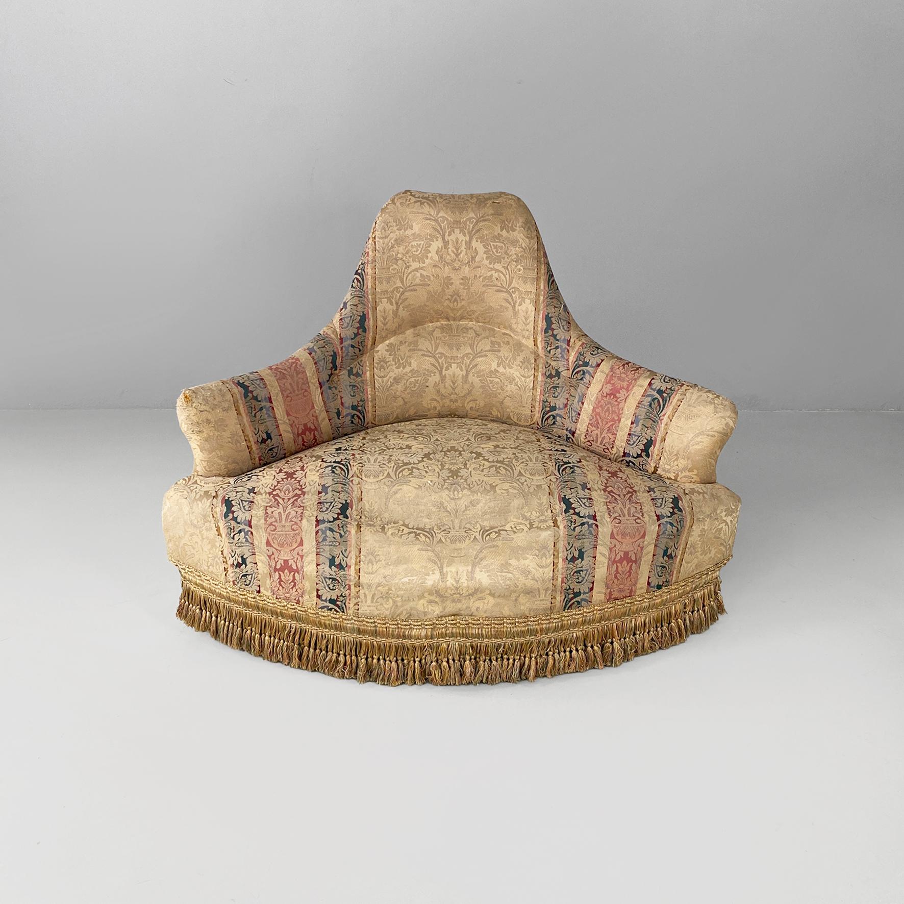 Italienisches Rundsofa aus Stoff im viktorianischen Stil oder modular, 1950er Jahre im Angebot 1