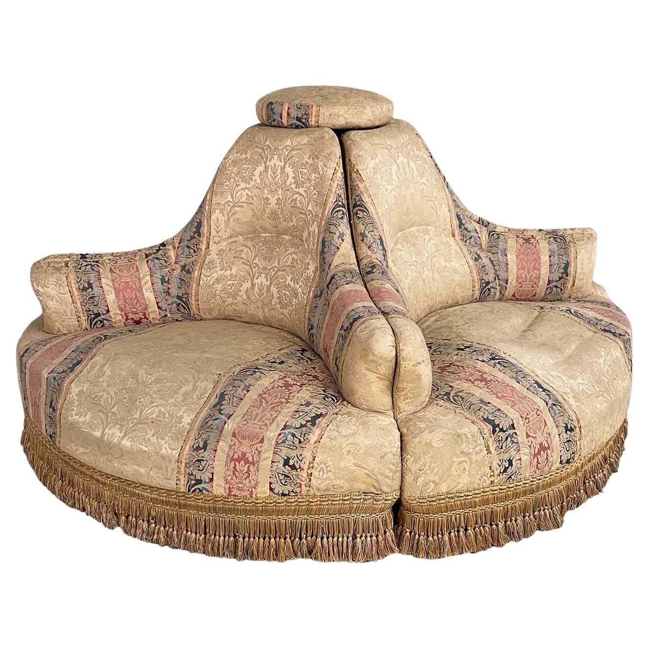 Italienisches Rundsofa aus Stoff im viktorianischen Stil oder modular, 1950er Jahre im Angebot
