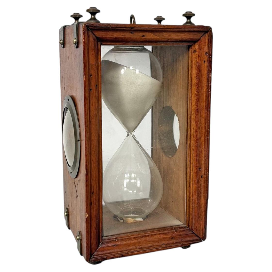 Italian victorian wood and glass hourglass, 1850s
