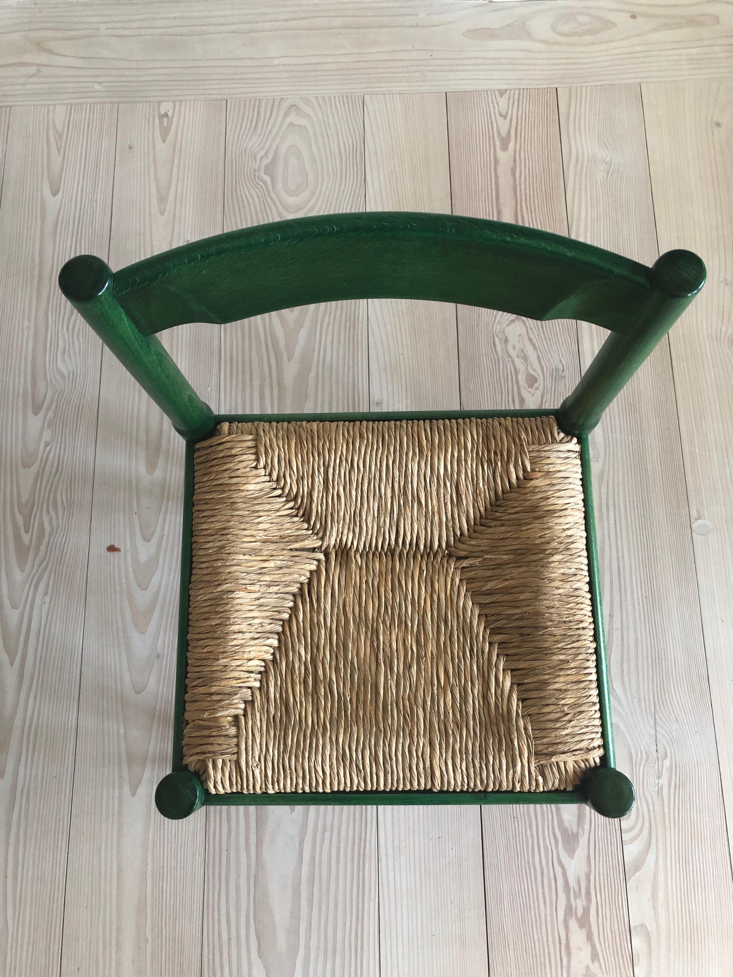 Italian Vintage 1950s Vico Magistretti Green Wood And Wicker Carimate Chair At 1stdibs