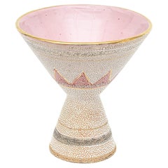 Italian Vintage Aldo Londi  Bitossi Seta Taza Compote Bowl Pink, Silver, Gold 