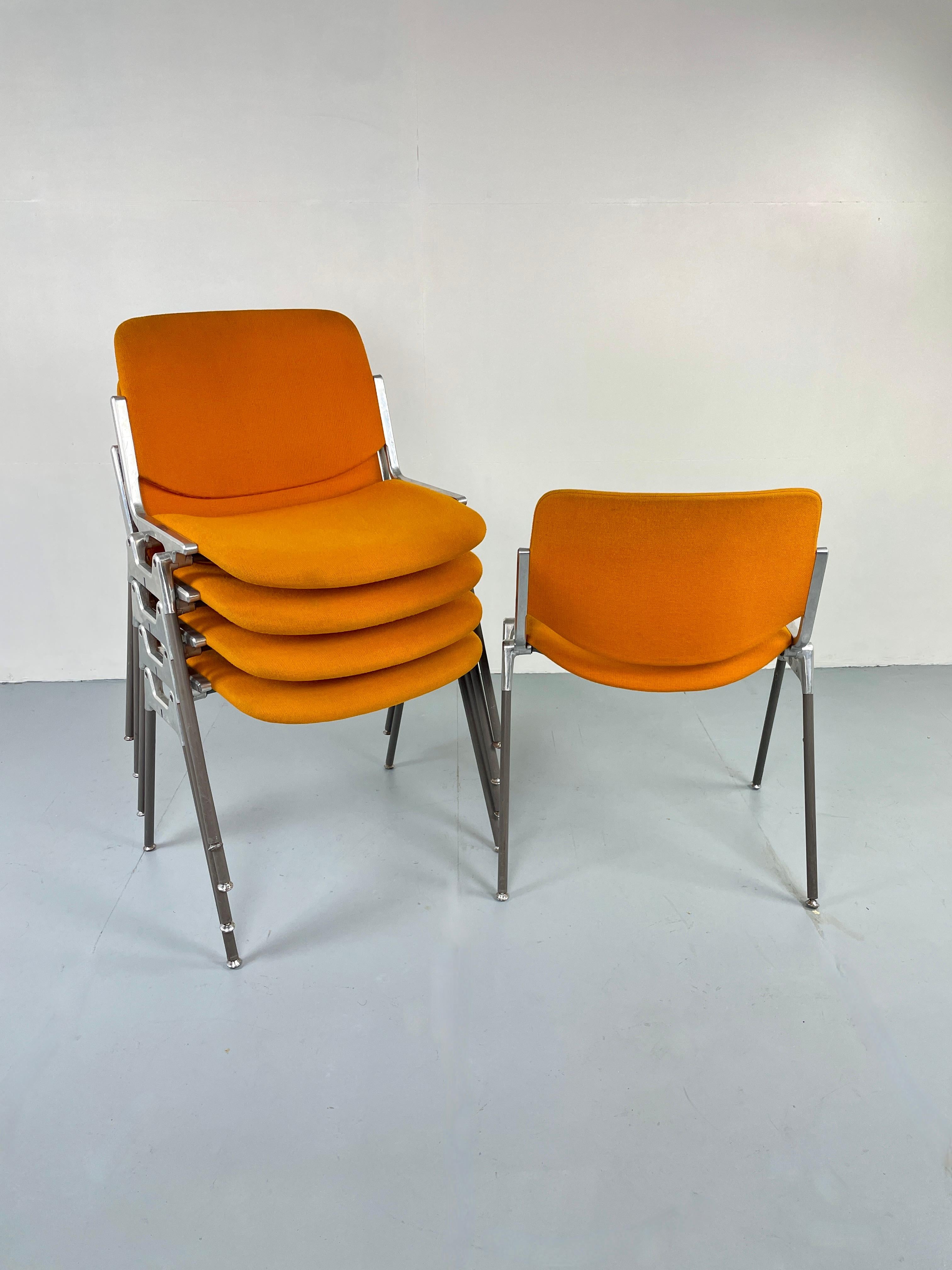 Aluminum Italian Vintage Anonima Castelli 106 DSC Stacking Chairs Giancarlo Piretti For Sale