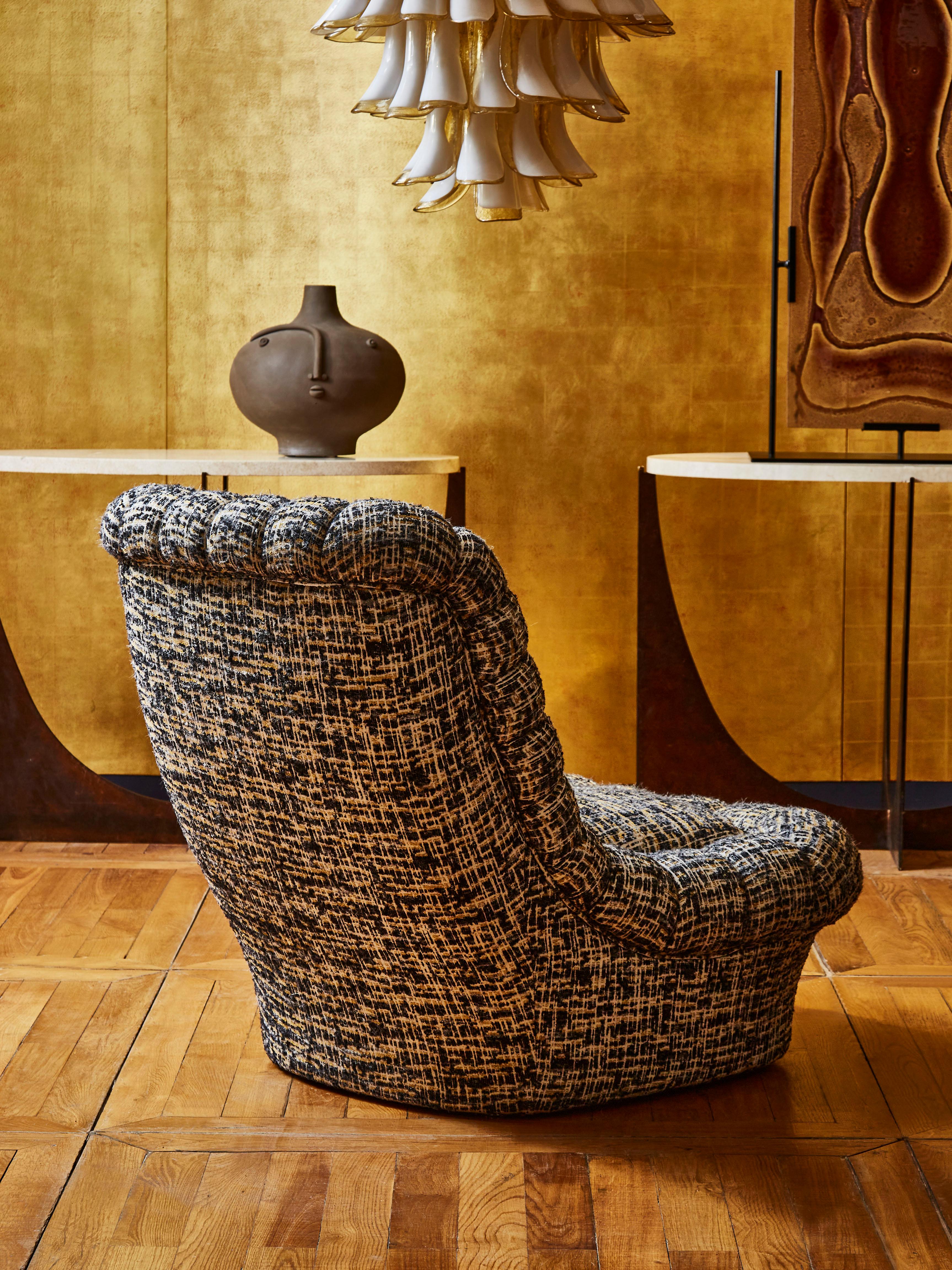 Fabric Italian Vintage Armchairs, 1970s