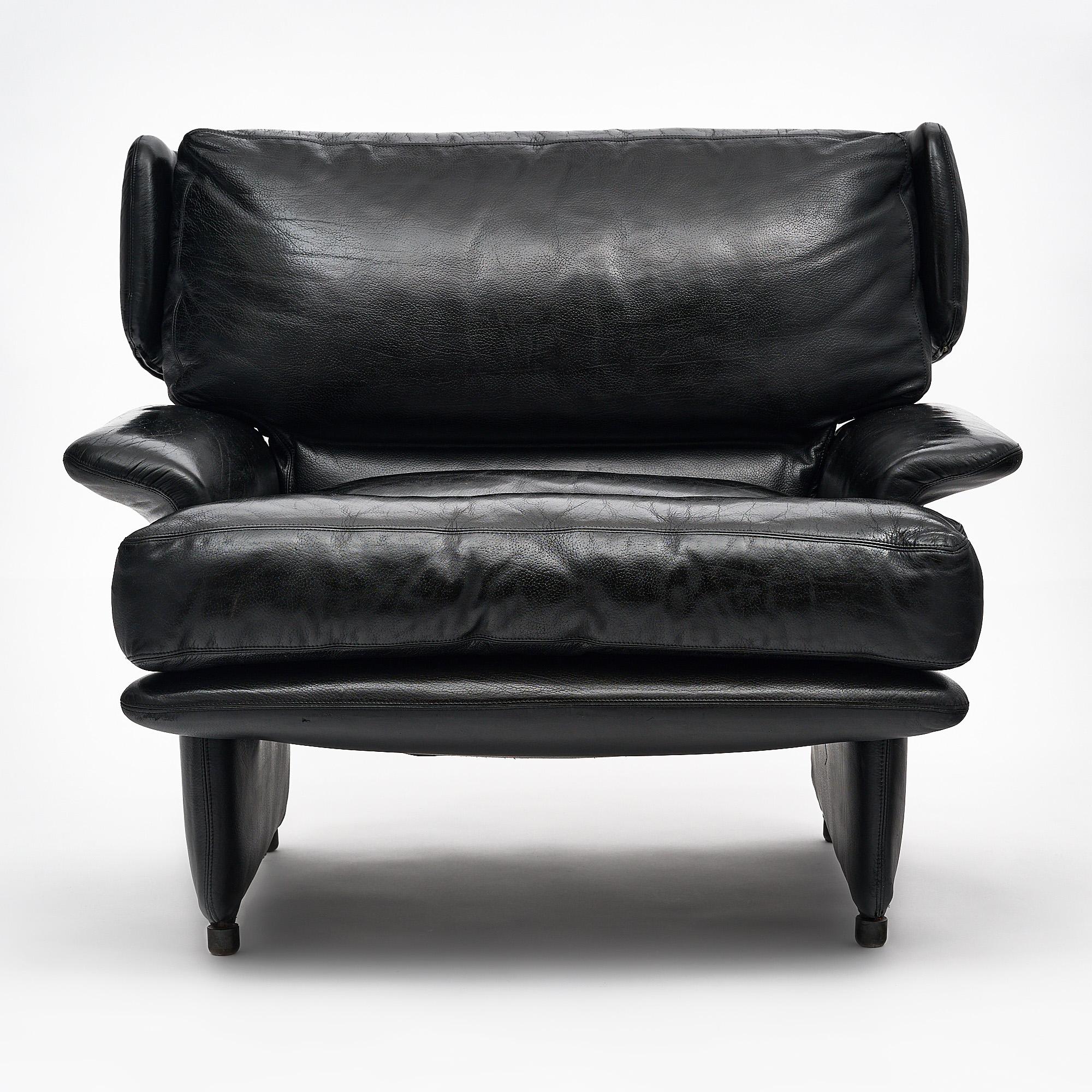 Leather Italian Vintage Armchairs by Saporiti
