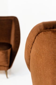 Italian Vintage Armchairs in Brown Velvet by Guglielmo Veronesi for Isa Bergamo