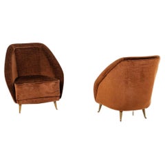 Italienische Sessel im Vintage-Stil aus braunem Samt von Guglielmo Veronesi für Isa Bergamo