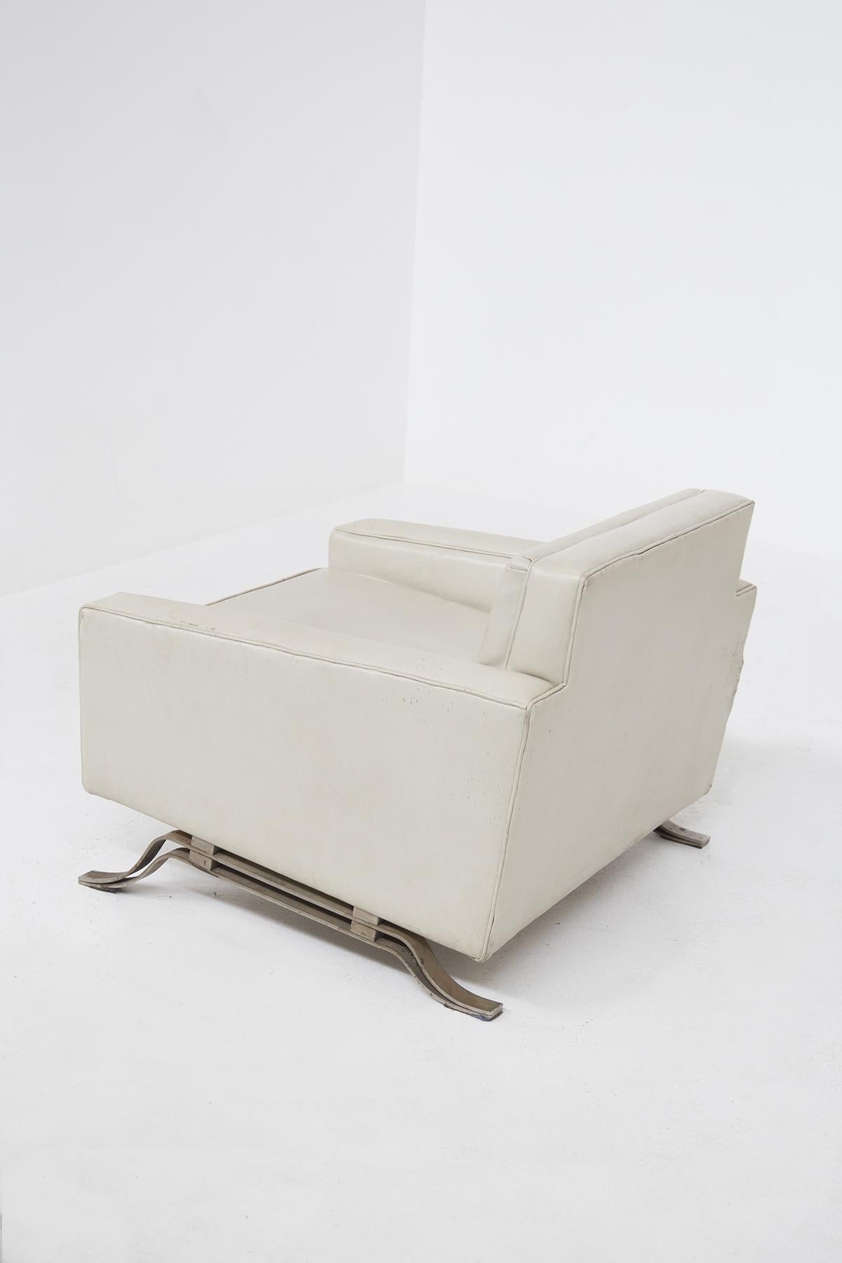 Italian Vintage Armchairs in Grey Leather Attr to Ignazio Gardella In Good Condition For Sale In Milano, IT