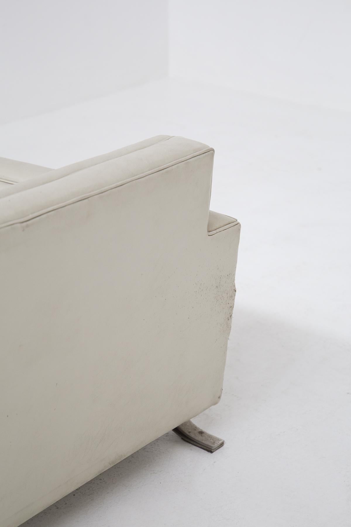 Italian Vintage Armchairs in Grey Leather Attr to Ignazio Gardella For Sale 2