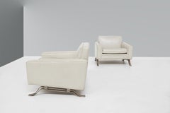 Italian Vintage Armchairs in Grey Leather Attr to Ignazio Gardella