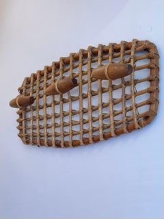 Italian Vintage Bamboo Rattan Coatrack, 1950s