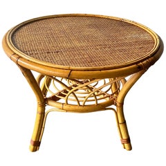 Italian Vintage Bamboo & Rattan Coffee / Occasional Table c 1960/70s