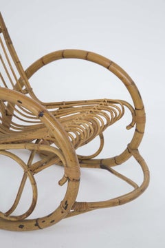 Italian Vintage Bamboo Rocking Chair 1950s