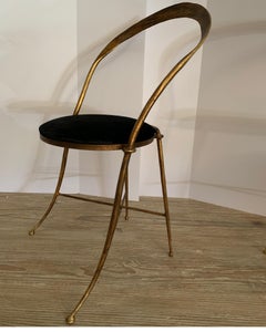 Italian Vintage Banci Iron Gilt Chairs with Black Velvet Seats