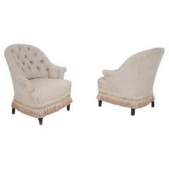 Italian Vintage Beige Armchairs with Fringes