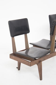 Italian Vintage Bench with Black Leather Seats