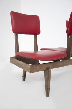 Italian Vintage Bench with Red Leather Seats