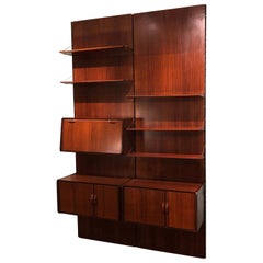 Italian Vintage Black Detail Equipped Wood Wall Bookcase, 1980s