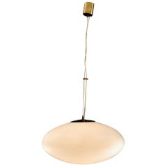 Italian Vintage Blown Opaque Glass Pendant by Stilnovo, circa 1960