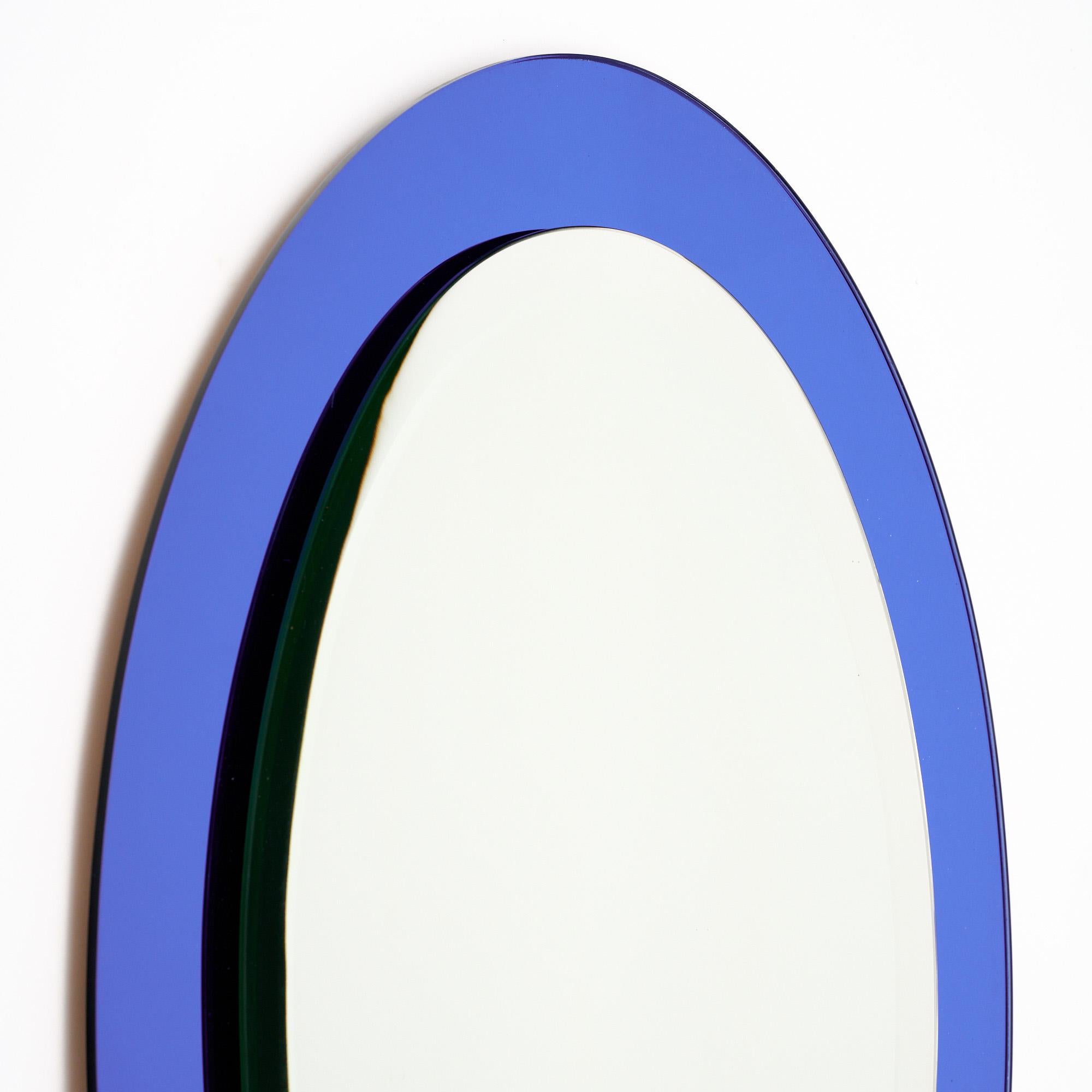 Miroir italien vintage en verre bleu Bon état - En vente à Austin, TX