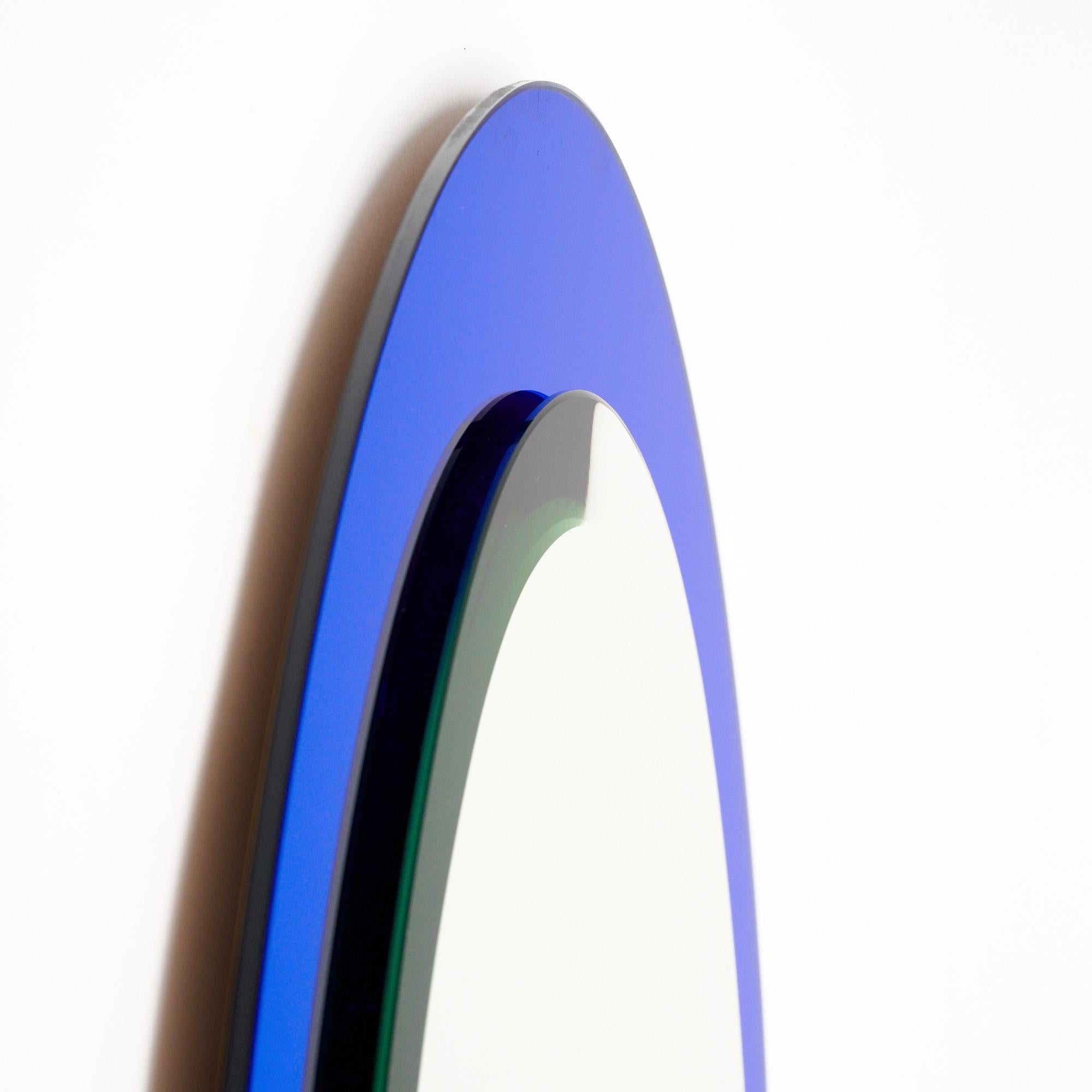 Miroir italien vintage en verre bleu en vente 1