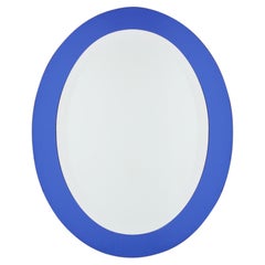 Vintage Italian Wall Mirror with Cobalt Blue Glass Frame, 1970