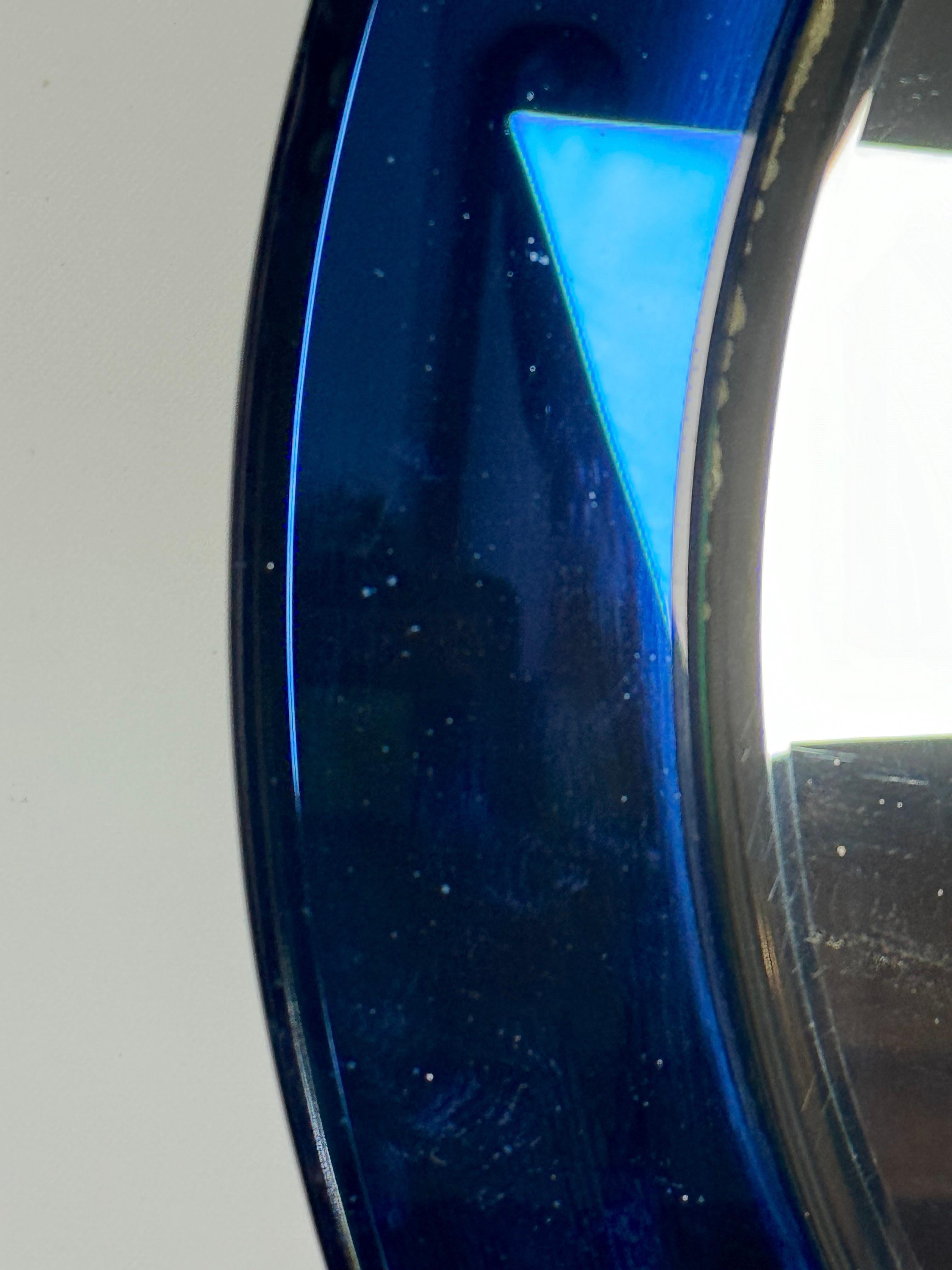 Mirror Italian Vintage Blue round mirror from 1960s For Sale