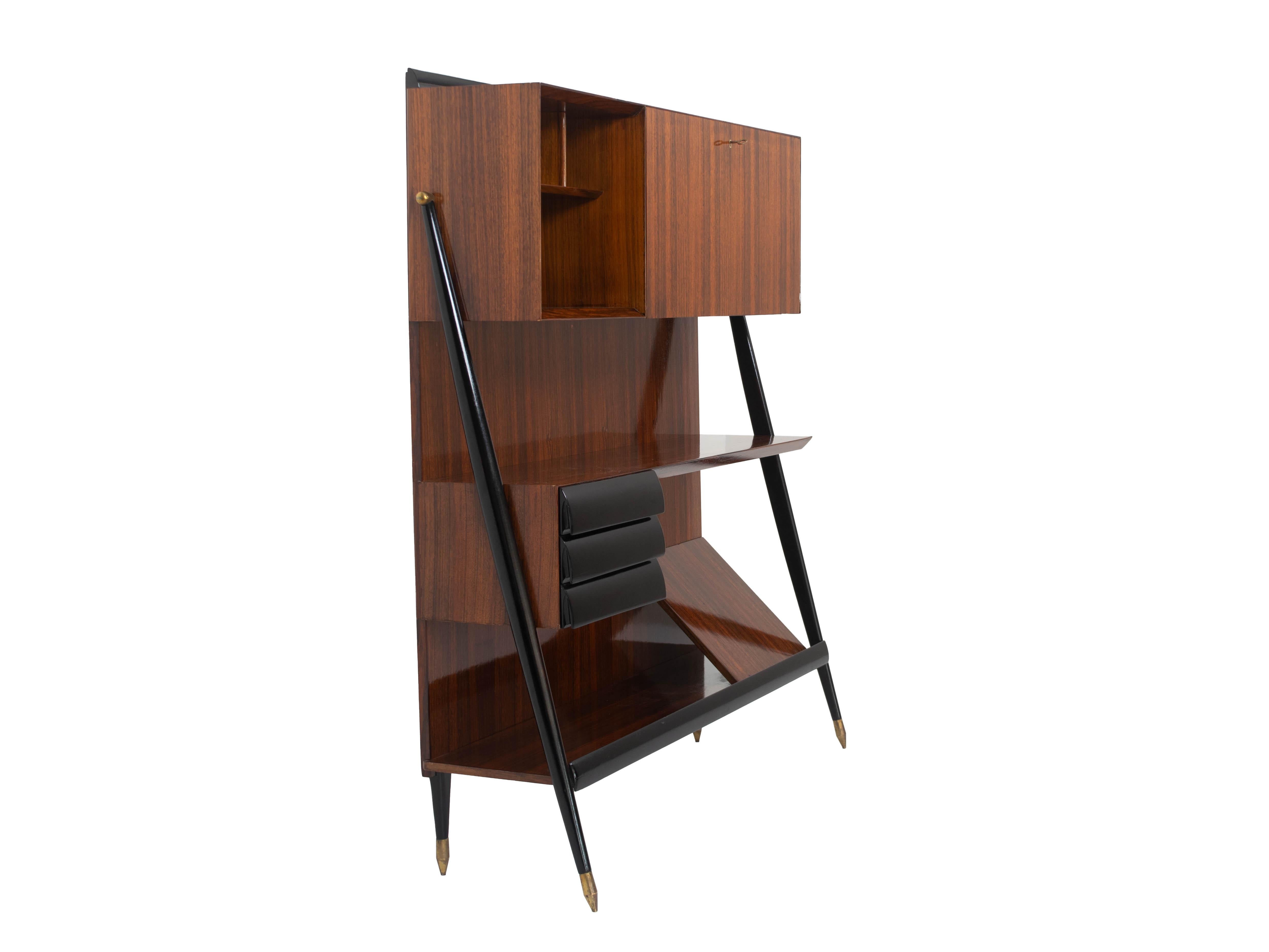 Mid-Century Modern Italian Vintage Book Cabinet or Bar Cabinet Attr. to Ico Parisi, 1950s