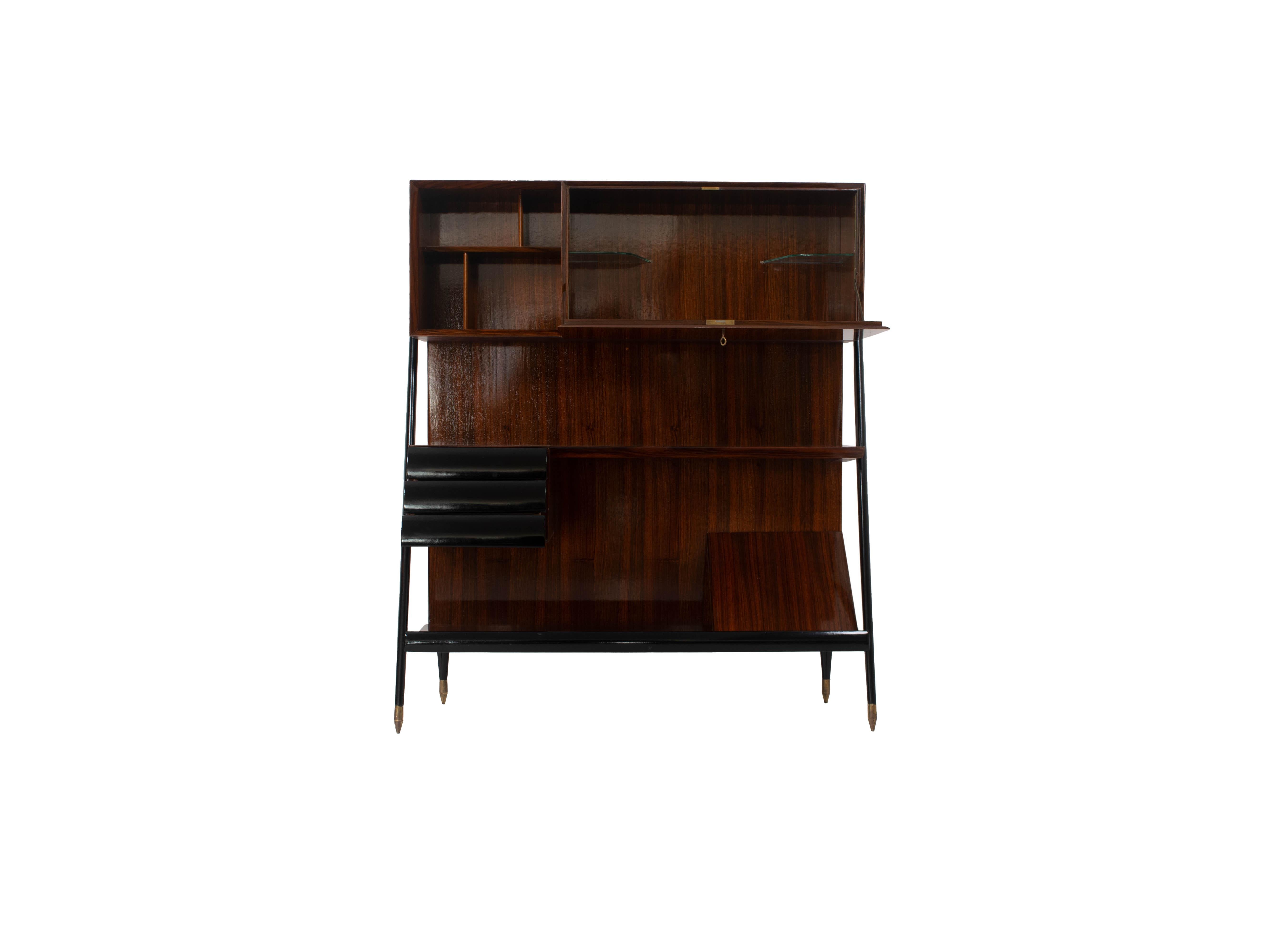 Italian Vintage Book Cabinet or Bar Cabinet Attr. to Ico Parisi, 1950s In Good Condition In Hellouw, NL