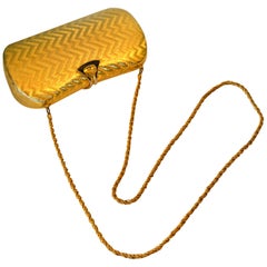 Italian Vintage Brass and Velvet Evening Handbag, Night Out Purse, Clutch, Italy