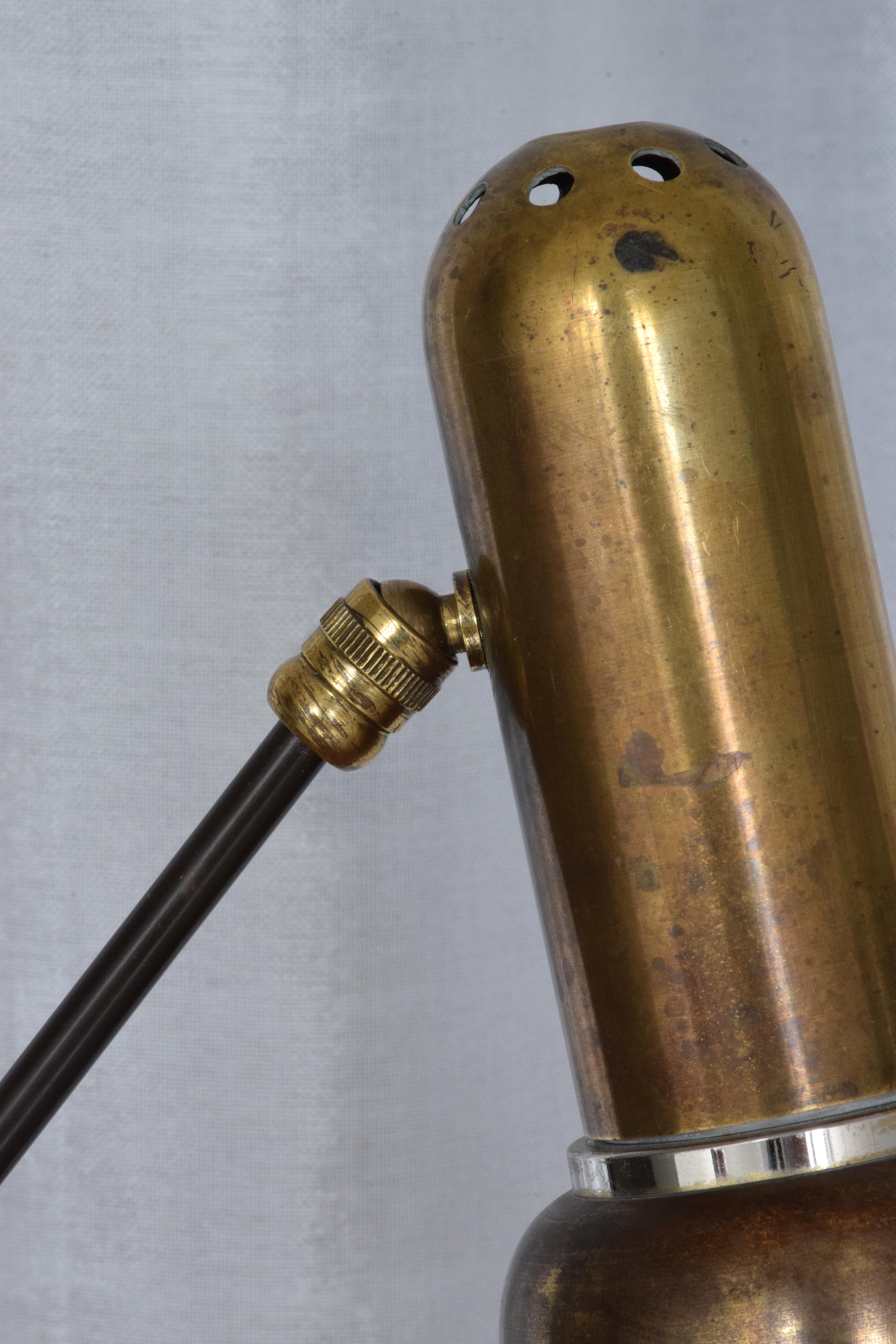 Industrial Italian Vintage Brass Articulating Lamp, 1950s