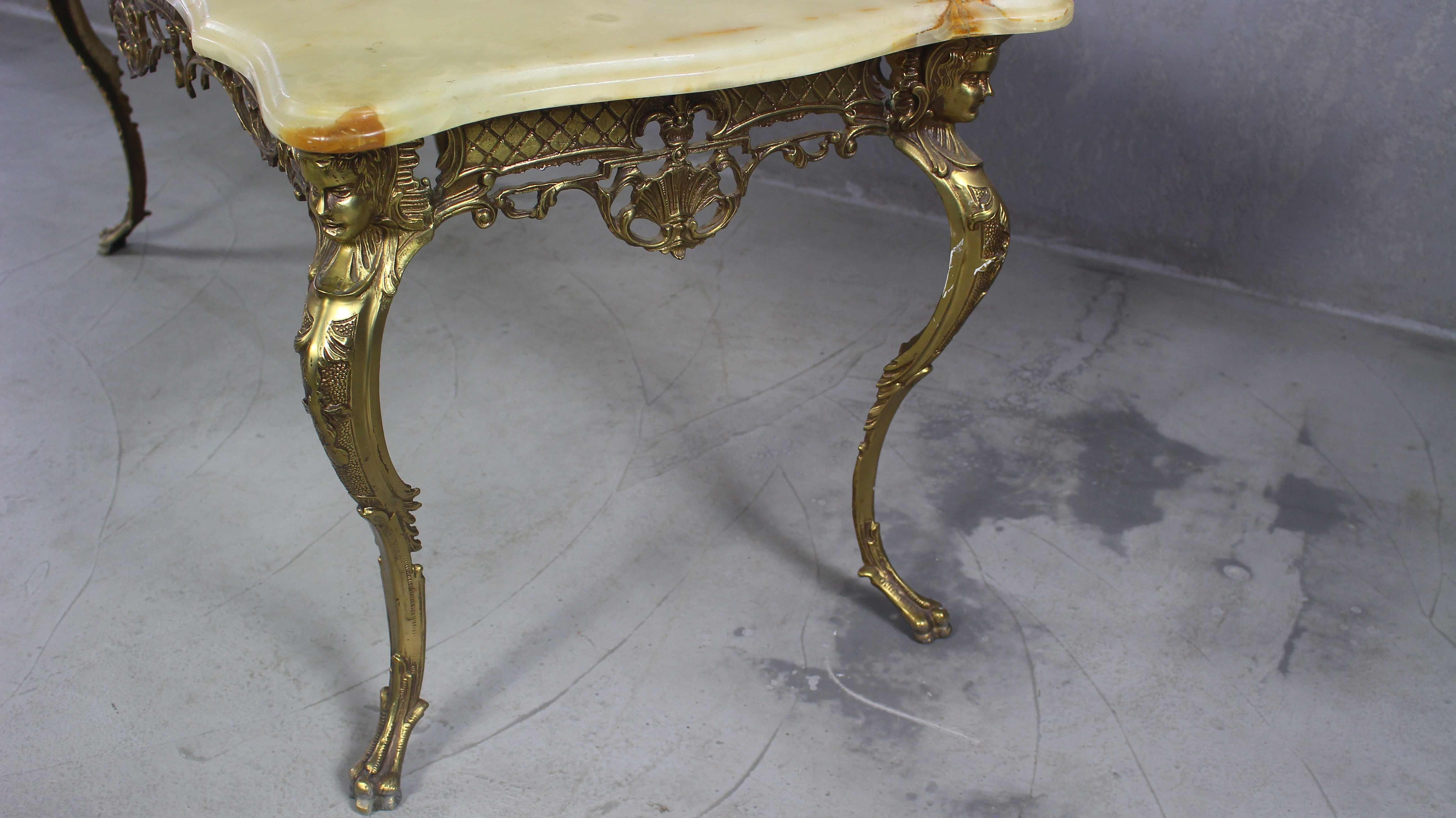 Italian Vintage Brass Coffee Table with Marble, 1960s 5