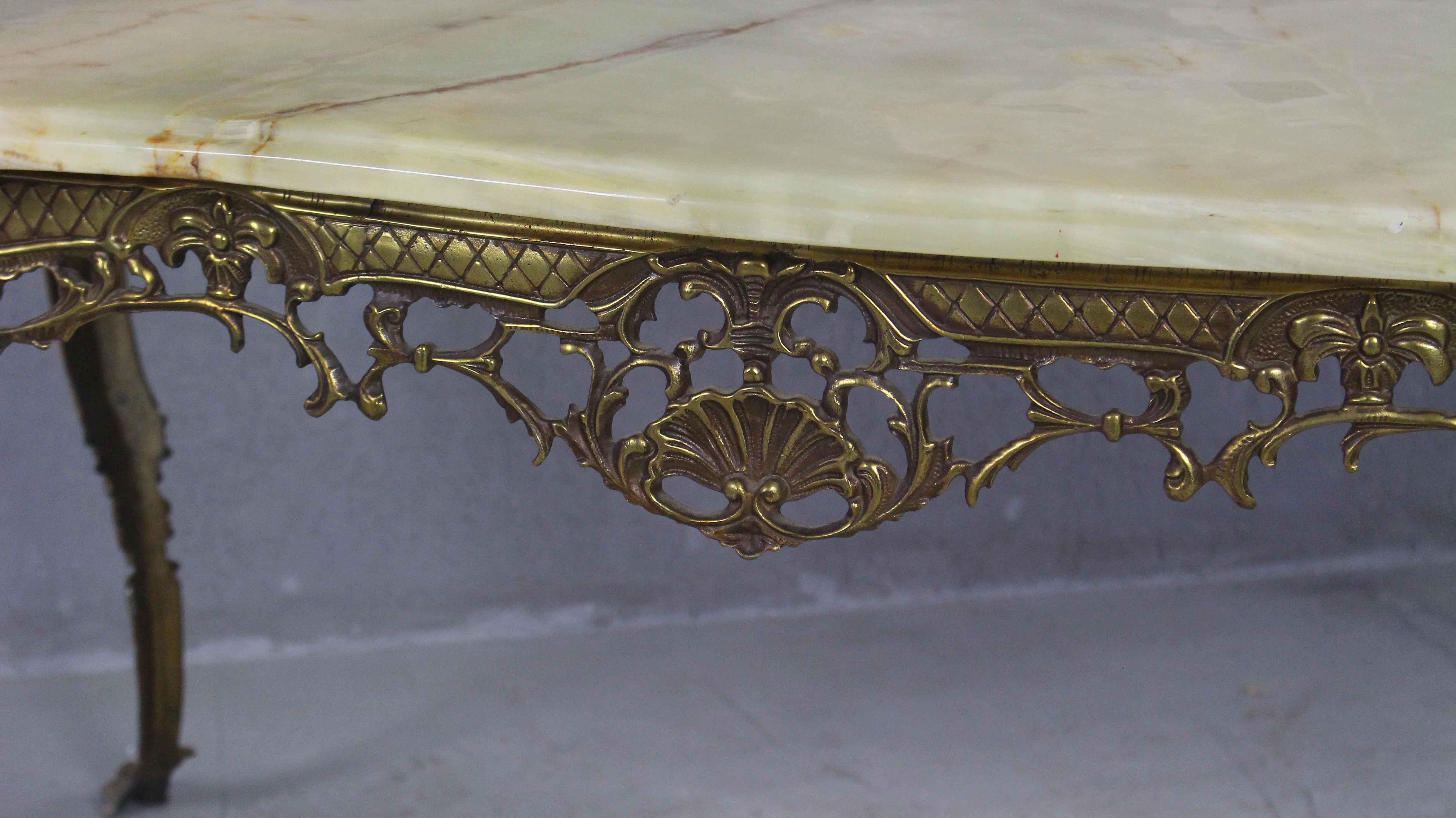 20th Century Italian Vintage Brass Coffee Table with Marble, 1960s