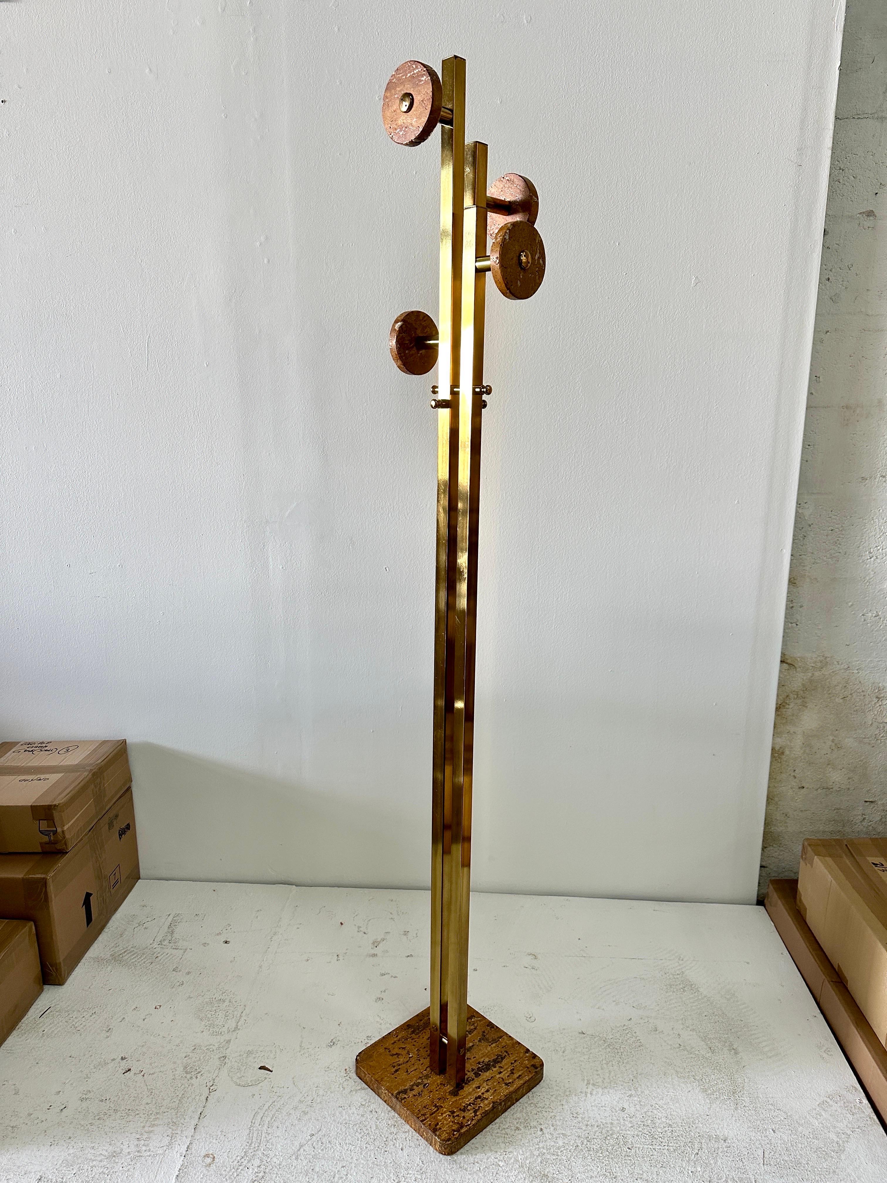 Late 20th Century Italian Vintage Brass & Giallo Siena Marble Coat Stand/ Hat Stand