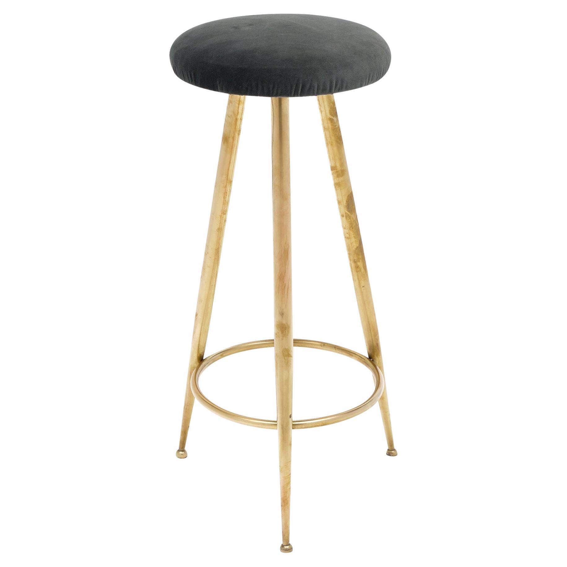 Mid-Century Modern Italian Brass Stool in the Style of Gio Ponti