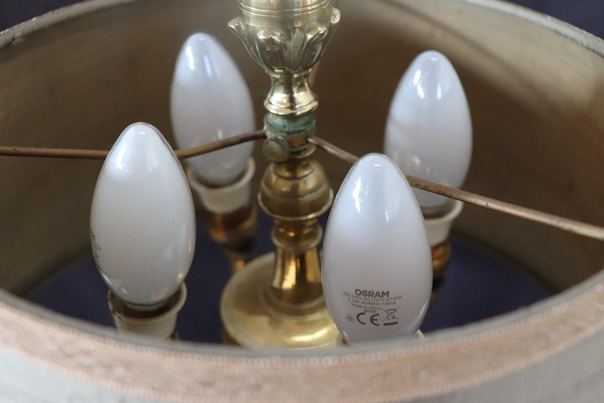 Italian Vintage Brass Table Lamp with Four Light Bulbs For Sale 2