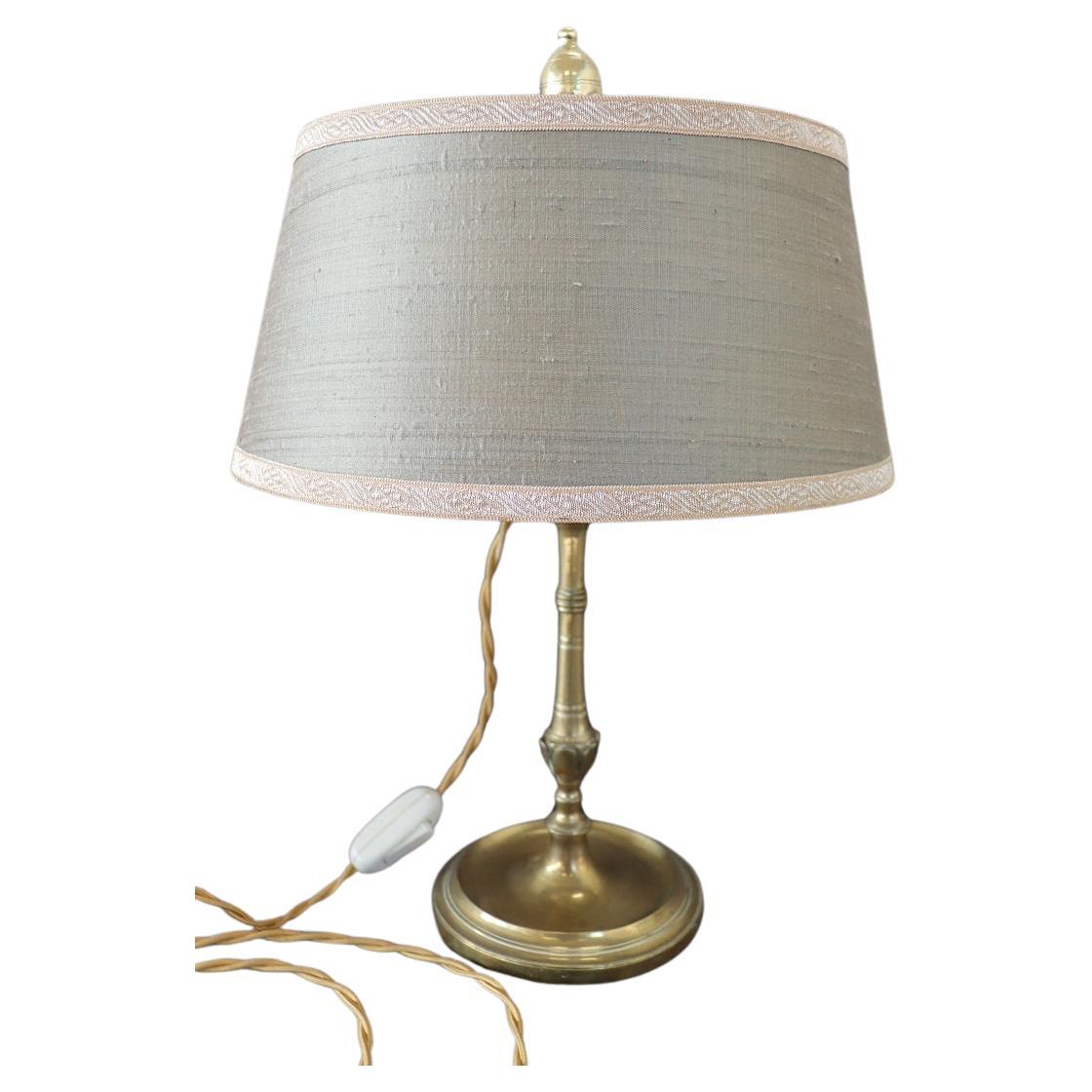 Italian Vintage Brass Table Lamp with Four Light Bulbs For Sale