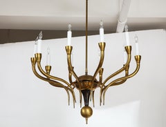 Italian Vintage Brass Ten Light Chandelier