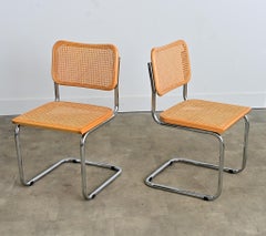 Italian Vintage Breuer Cesca Style Side Chairs with Cane Seats