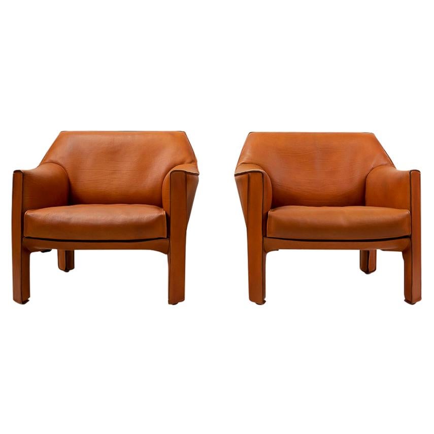 Italian Vintage Cab 415 Armchairs by Mario Bellini for Cassina, Set of 2