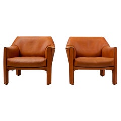 Italian Vintage Cab 415 Armchairs by Mario Bellini for Cassina, Set of 2