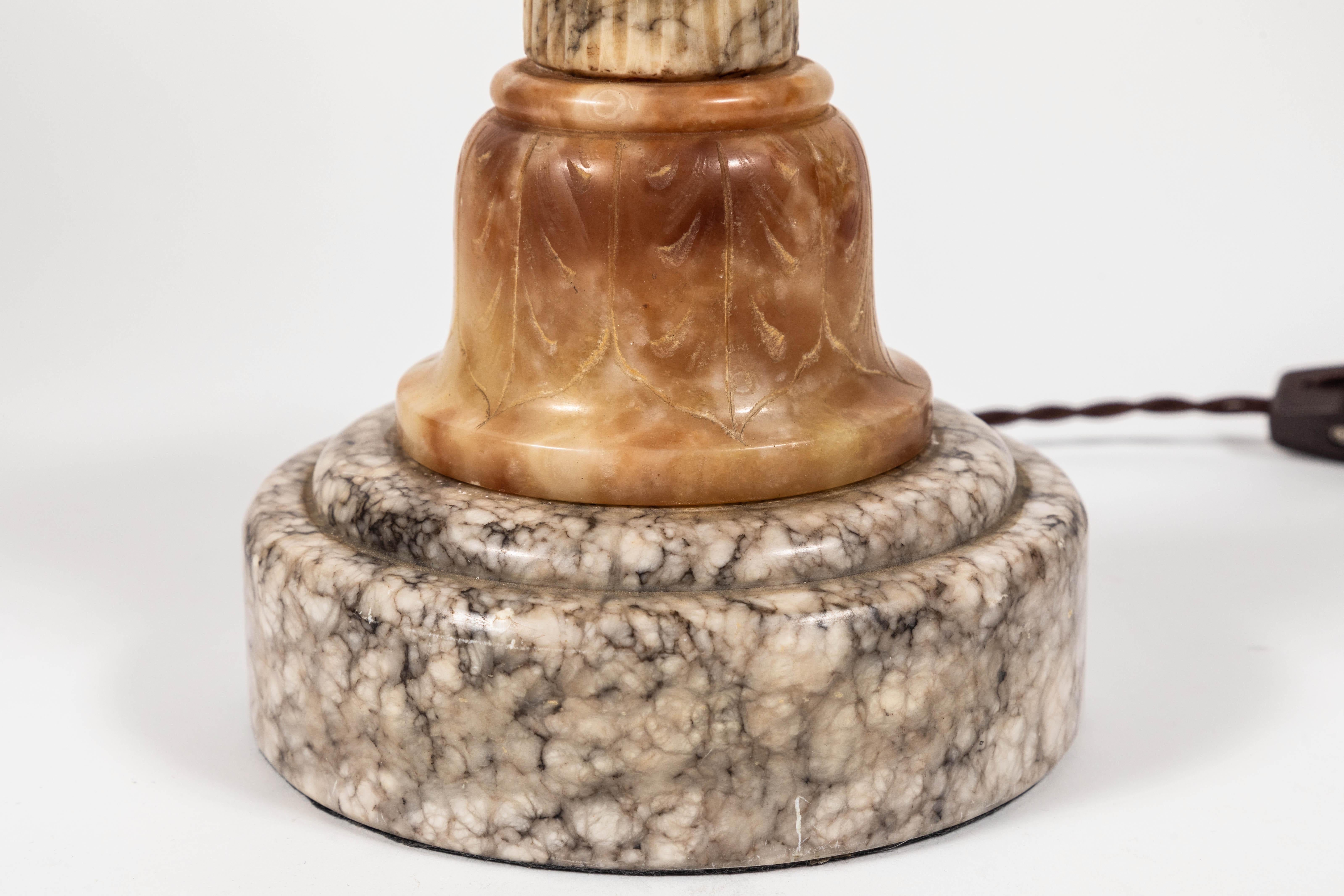 Italian Vintage Carved Marble and Alabaster Lamp of Tree with Birds In Good Condition In Pasadena, CA