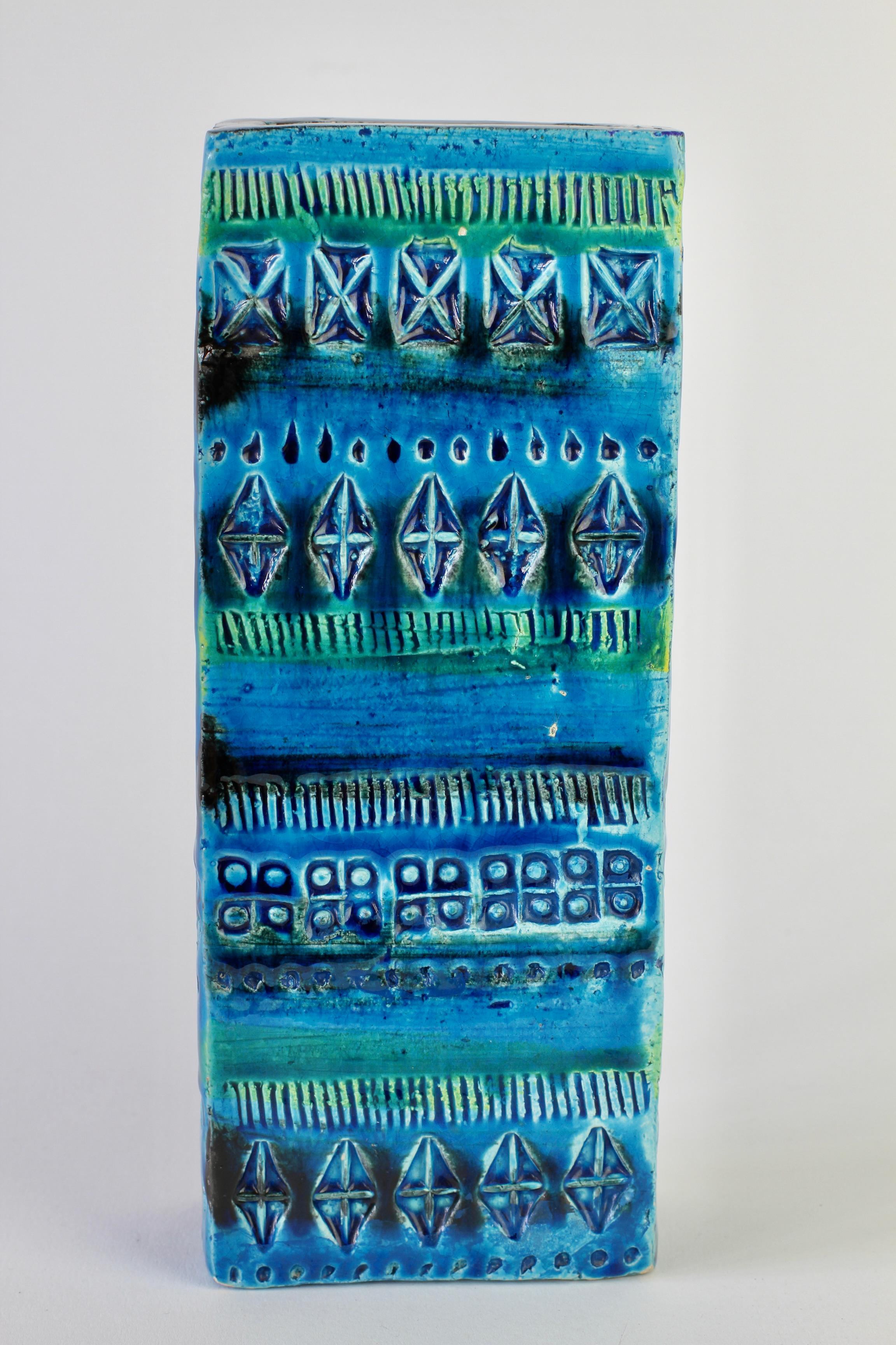Italienische Keramikvase Rhimini Blau von Aldo Londi für Bitossi, um 1960 im Angebot 4