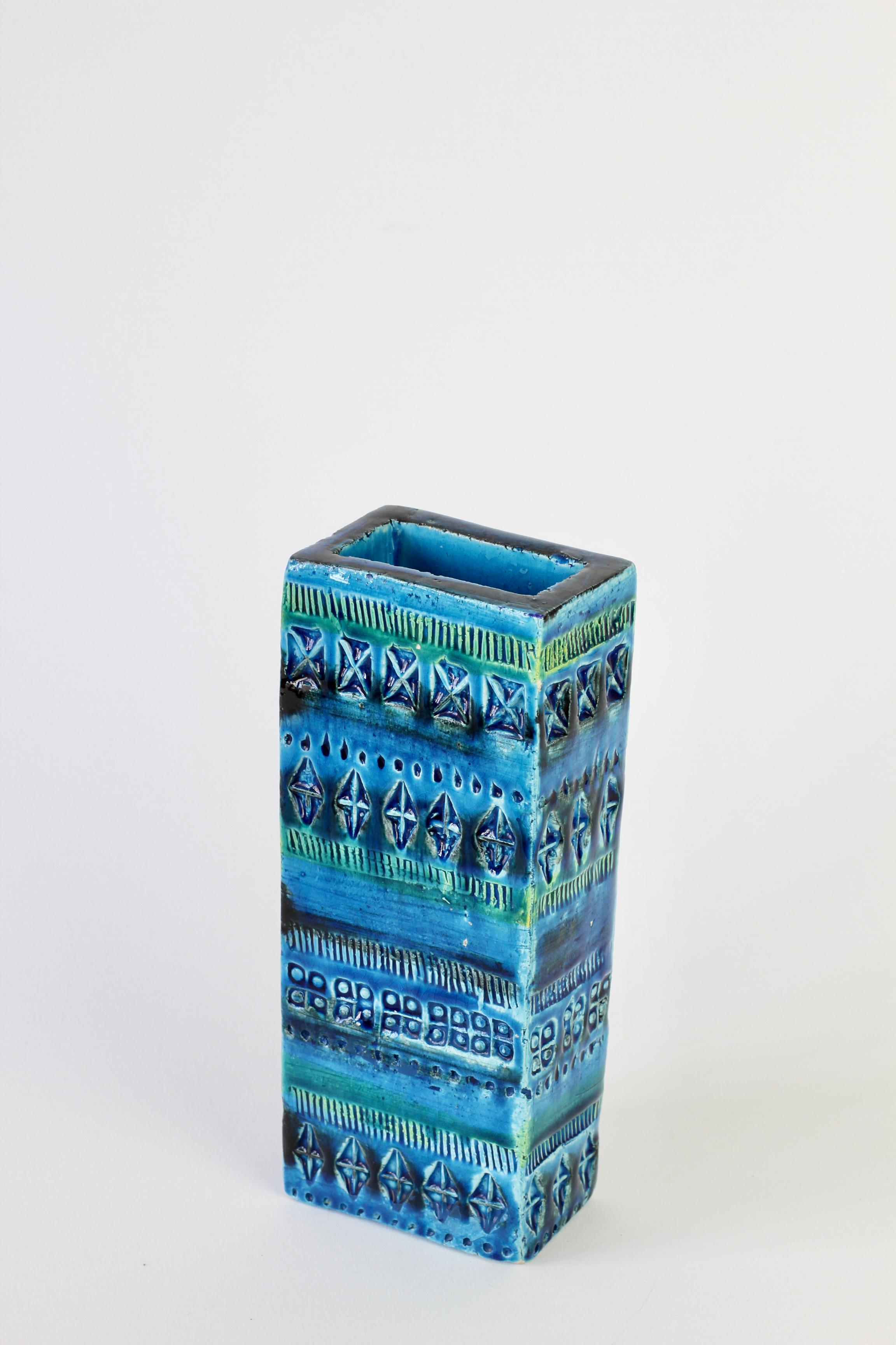 Italienische Keramikvase Rhimini Blau von Aldo Londi für Bitossi, um 1960 (Moderne der Mitte des Jahrhunderts) im Angebot