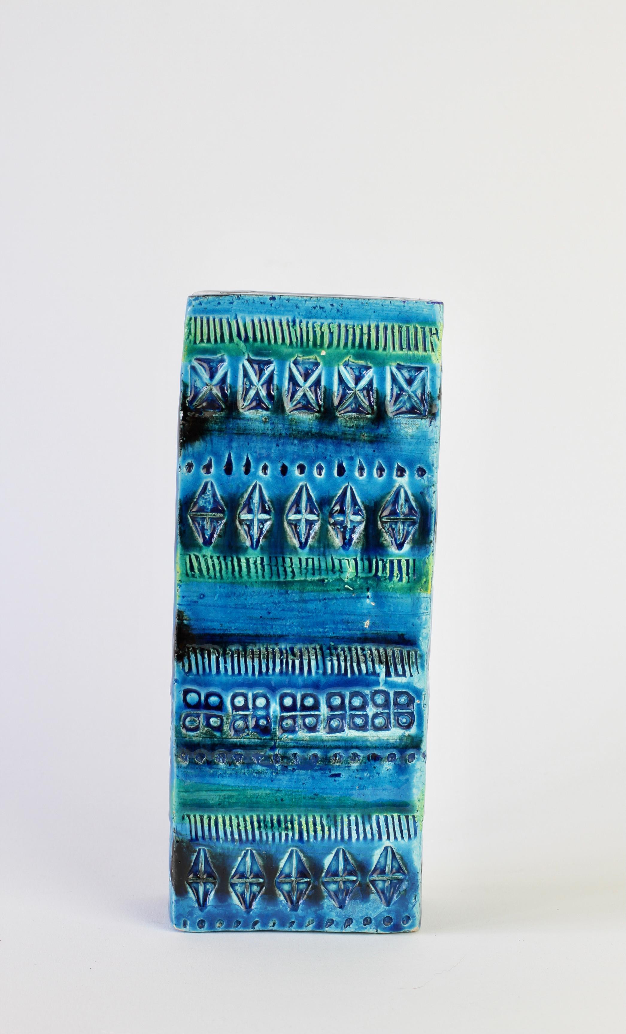 Italienische Keramikvase Rhimini Blau von Aldo Londi für Bitossi, um 1960 im Zustand „Gut“ im Angebot in Landau an der Isar, Bayern